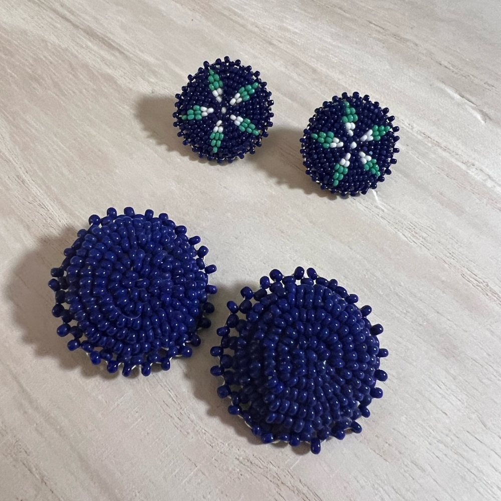 2 pair of Native American handmade beaded earrings